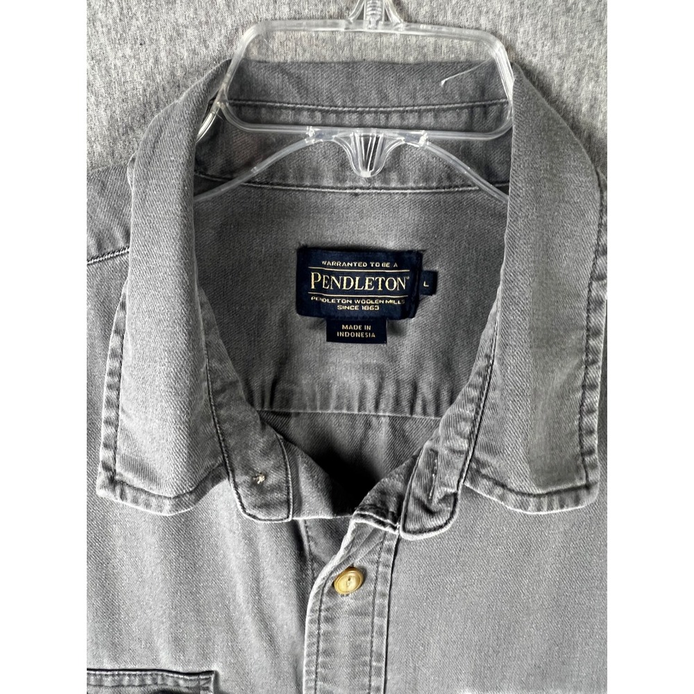 Pendleton Mens Large Gray 100% Cotton Long Sleeve Button Down Utility Shirt L